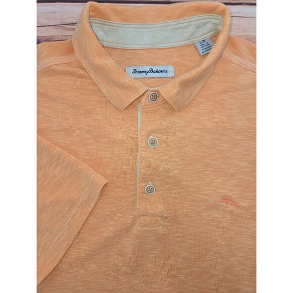 Tommy Bahama Mens Orange Polo Shirt Large Island Zone - Picture 4 of 7